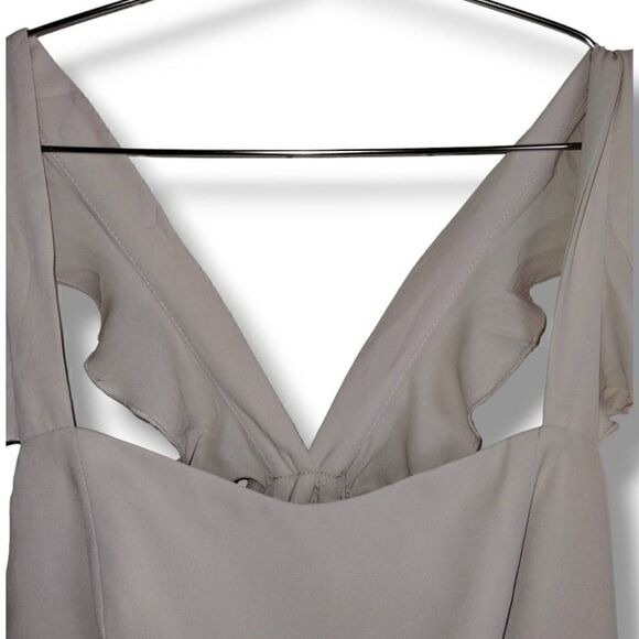 MuMu Womens‎ June Maxi Dress Size Large Beige Chiffon Princess core Wedding Prom - Picture 12 of 14